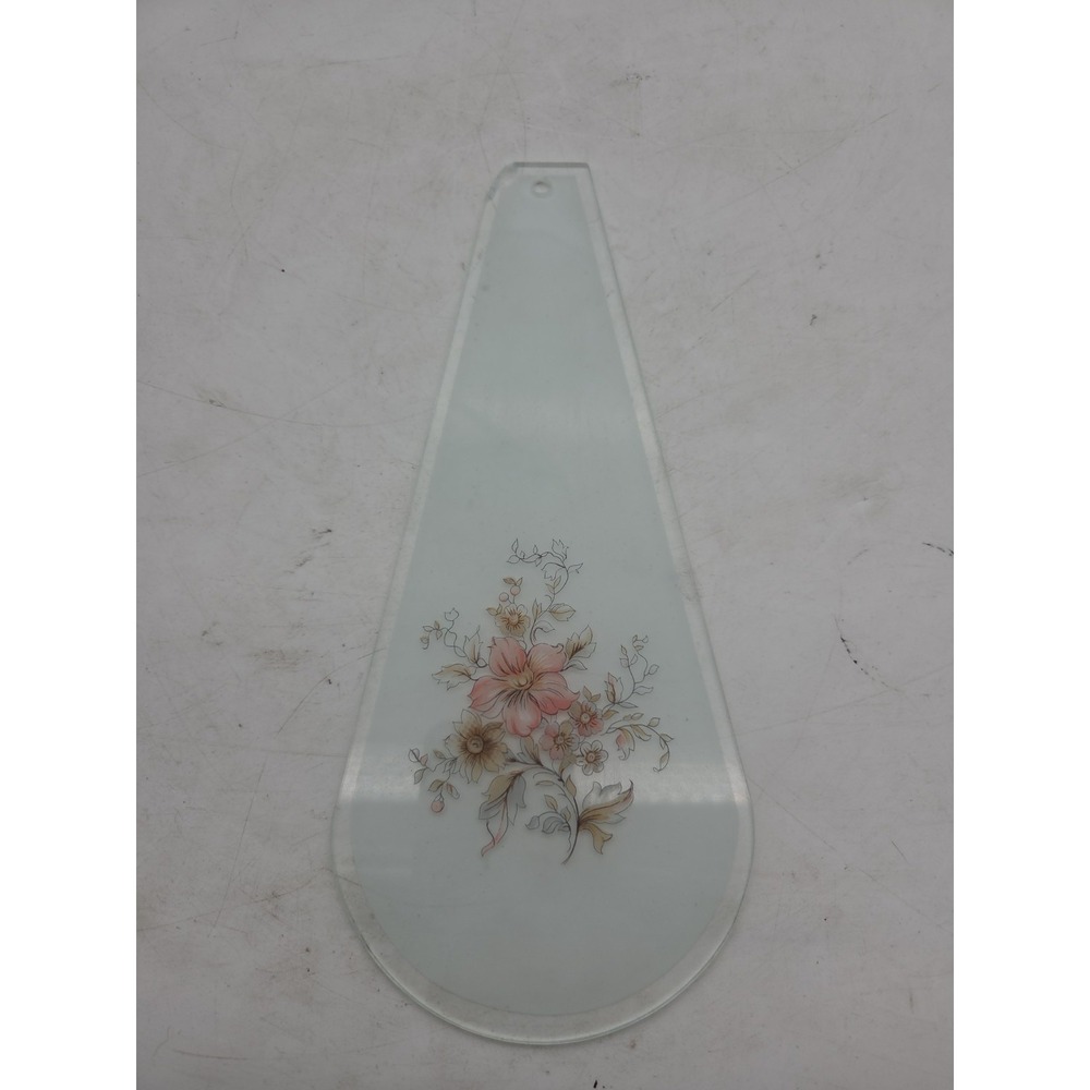 VNTG Touch Lamp Frosted Glass Pink Floral Replacement Panel Original 10.25" Chip